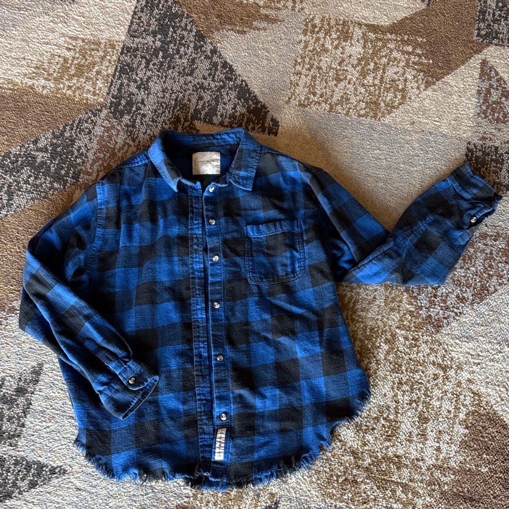 Lucky Brand Blue and Black Checkered Shirt